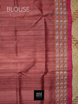 Rust Red Airavata Marigold Khadi Tussar Silk Saree