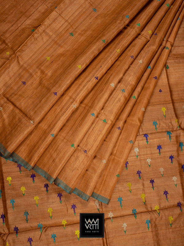 Rust Swarna Champa Khadi Tussar Silk Saree