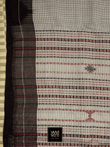 Off White Black Natural Dyed Phoda Kumbha Handwoven Cotton Tussar Kotpad Saree