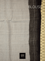 Off White Black Natural Dyed Phoda Kumbha Handwoven Cotton Tussar Kotpad Saree