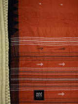 Rust Orange Black Natural Dyed Phoda Kumbha Handwoven Cotton Kotpad Saree