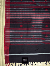 Black Red Natural Dyed Phoda Kumbha Handwoven Cotton Kotpad Saree