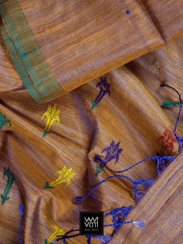 Brown Swarna Champa Khadi Tussar Silk Saree