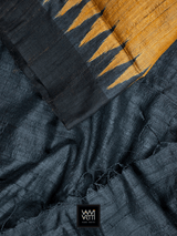 Rust Orange Black Antara Handspun Tussar Silk Saree
