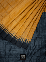 Rust Orange Black Antara Handspun Tussar Silk Saree