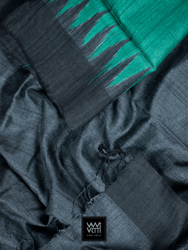 BOTTLE GREEN ANTARA KHADI TUSSAR SILK SAREE