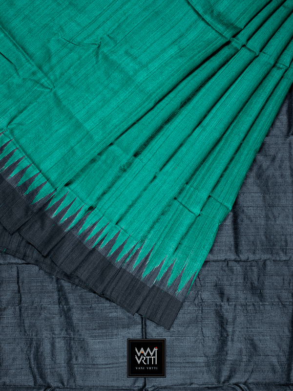 BOTTLE GREEN ANTARA KHADI TUSSAR SILK SAREE