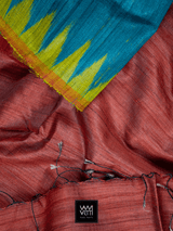 PEACOCK BLUE YELLOW ANTARA KHADI TUSSAR SILK SAREE