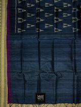 Deep Blue Alpana Khadi Tussar Silk Saree