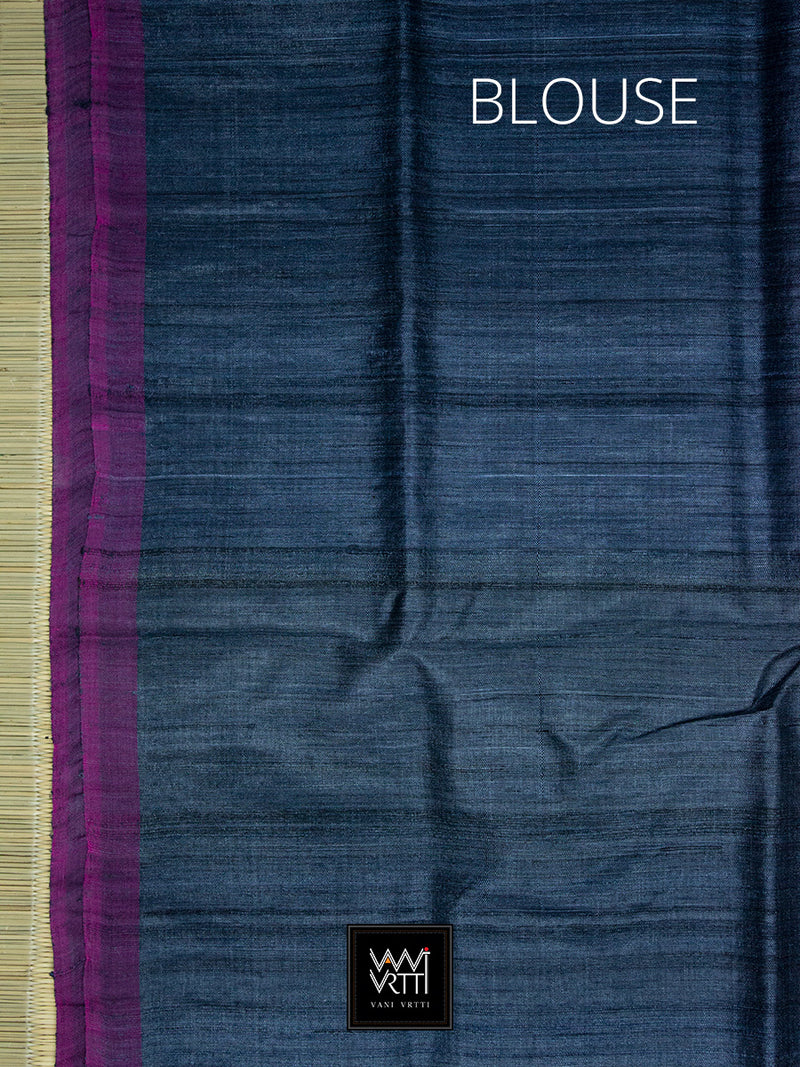 Deep Blue Alpana Khadi Tussar Silk Saree