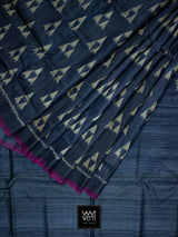 Deep Blue Alpana Khadi Tussar Silk Saree