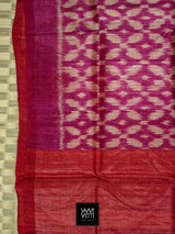 Magenta Red Lily Ikat Khadi Tussar Silk Saree