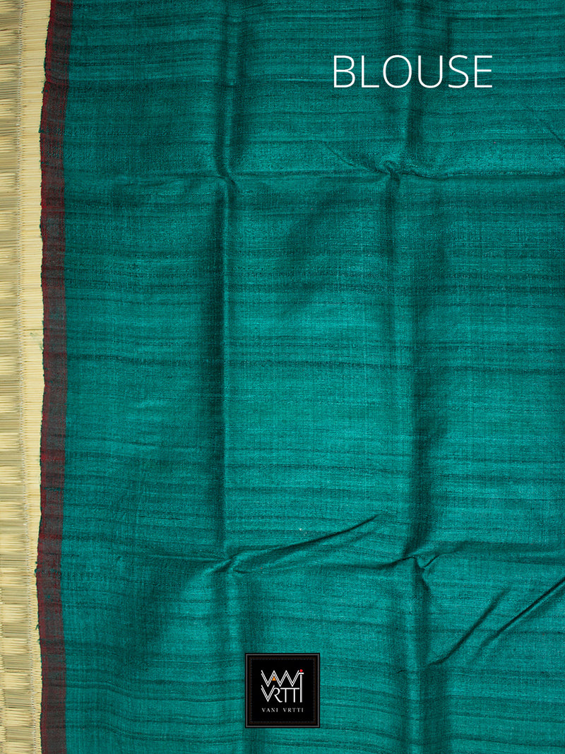 Emerald Green Peepal Ikat Khadi Tussar Silk Saree