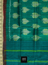 Emerald Green Peepal Ikat Khadi Tussar Silk Saree