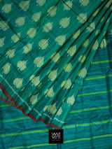 Emerald Green Peepal Ikat Khadi Tussar Silk Saree