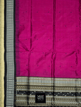 Deep Pink Black Traditional Bomkai Mulberry Silk Saree