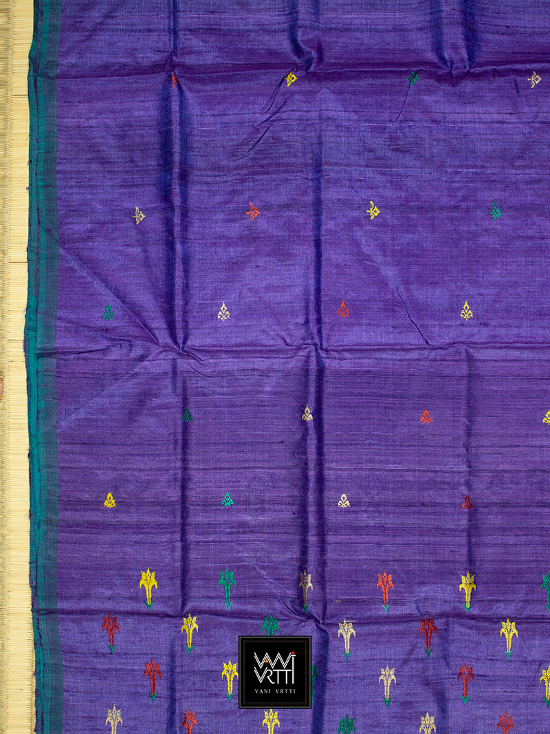 Purple Swarna Champa Handspun Tussar Silk Saree