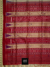 Off White Purple Red Nadi Handspun Tussar Silk Saree