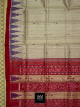 Off White Purple Red Nadi Khadi Tussar Silk Saree