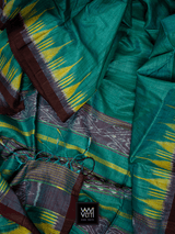 Teal Green Nadi Khadi Tussar Silk Saree