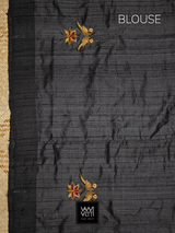 Black Lotus Parrot Noor Zardozi Tussar Silk Saree